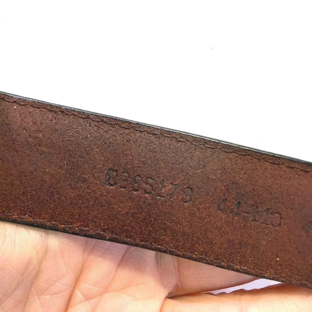 Brown Full Grain Oil Tan Cowhide Leather Belt Whipstitch Brass Buckle 44